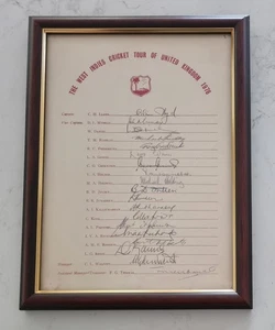 West Indies Cricket 1976 Cricket Tour UK Fully Signed Team Sheet Very Rare $$$ - Picture 1 of 4