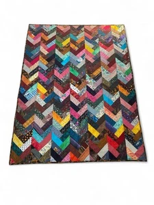 Edredón vibrante vintage folclórico espiga tela multicolor 48x65 excelente estado - Imagen 1 de 8