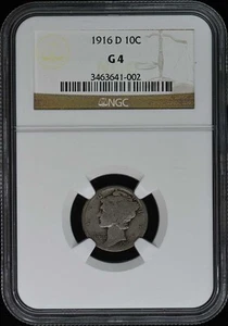1916-D Mercury Dime 10C NGC G4 - Picture 1 of 4