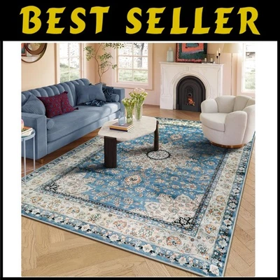 Alfombra medallón floral oriental azul - 8x10 suave antideslizante Foto 1 de 4