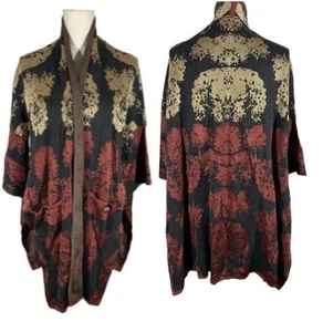 Marla Whynne kimono aperto davanti cardigan maglione tasche spacchi laterali alti taglia XL - Foto 1 di 20