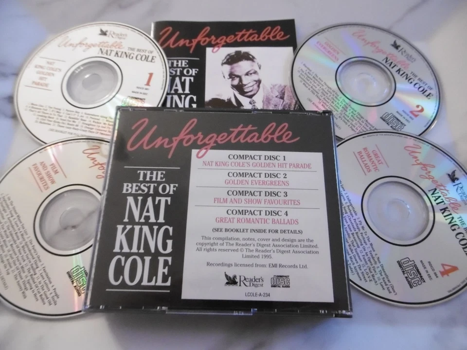 NAT KING COLE 4 CD READERS DIGEST UNFORGETTABLE SMILE MONA LISA THOUGHT OF YOU - Image 1 of 1