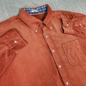 Peter Millar Corduroy Shirt Men XL Collection Pinwale Button Down Burnt Orange - Picture 1 of 9