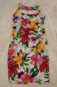 DAVID MEISTER Women's Silk Floral/Sequined Halter Dress Resort wear - Size 8 - Picture 1 of 4