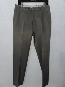 John Varvatos Pants Adult 32X30 Dark Beige Flat Front Cotton Blend Dress Mens - Picture 1 of 6