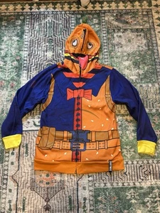 Youth Fortnite Costume Hoodie Full Zip Jacket Beef Boss Durr Burger Large - Picture 1 of 6