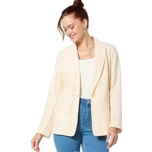 G by Giuliana Lace Girlfriend Blazer Cream - Picture 1 of 2
