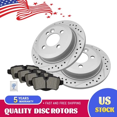 Rotores de disco de freio traseiro e pastilhas de cerâmica para 2007-2014 2015 Mini Cooper - Imagem 1 de 4