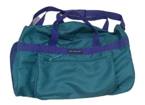 Vintage Dunlop Sports Gym Duffle Bag Teal & Purple Zip Up With Wet Pocket Retro - Picture 1 of 5