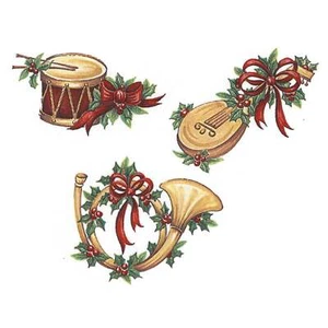 Christmas Instruments Overglaze Waterslide Ceramic Decals - Picture 1 of 3