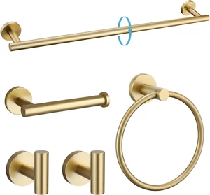 Brushed Gold 5 Piece Bathroom Hardware Set, SUS304 Stainless Steel 24 Inch Bath - Picture 1 of 12