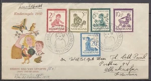 FDC E-4 KINDERZEGELS 1950 - GESCHREVEN ADRES / AANKOMSTSTEMPEL MAKASSER Wn490 - Imagen 1 de 2