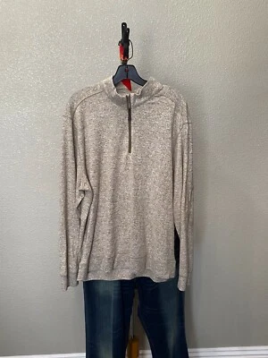 SUÉTER Greg Norman Marrón Claro Suave con Cremallera Simulada Grande L  Foto 1 de 4