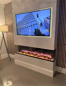 AuraHome 43"/1080 mm vetro 3D supporto frontale da parete camino elettrico 1800 w wi - Foto 1 di 8
