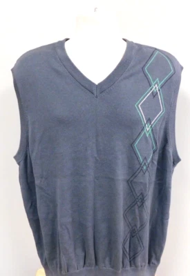 Pebble Beach Cotton Knit Sweater Vest Mens  Gray with Argyle  Size XL - Image 1 of 4