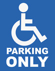 Blue Disabled Parking Only Sign Advisory Adhesive Sticker Notice
