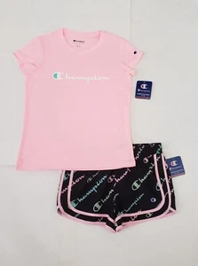 *NEW* GIRL'S CHAMPION SHIRT & SHORTS 2 PIECE ACTIVEWEAR SET SIZE XL 14-16 - Picture 1 of 5