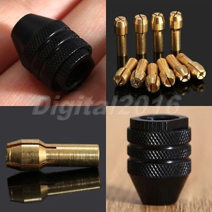Mini 0.5mm-3.2mm Drill Brass Collet Chuck Bits &M8 Keyless Chuck Rotary Tool Kit - Picture 1 of 10
