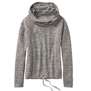Athleta Small Blissful Wasserfallausschnitt Hoodie Kordelzug Taille meliert grau Athleisure - Bild 1 von 5
