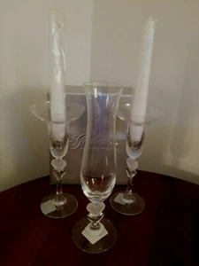 GORHAM AMORE 2 HEARTS COLLECTION PAIR OF CANDLESTICKS & BUD VASE NIB @GREAT GIFT - Picture 1 of 6