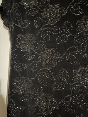 Ms Choice California 复古花卉迷笛连衣裙黑色大圆领 10 码  — 第 1/4 张图片