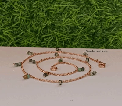 美丽 925 纯银链红宝石 Zoisite 珠项链礼物送给她 — 第 1/4 张图片