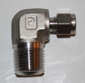 1/4" OD Tube x 1/2" MNPT 316ss Elbow Fitting Parker 4MSEL8N-316 - Picture 1 of 1
