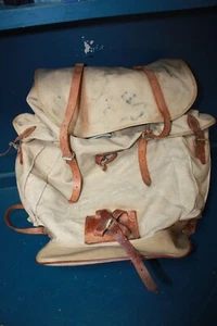 Vtg M39 Swedish army cavas & leather metal frame ruck sack back pack bag - Foto 1 di 24