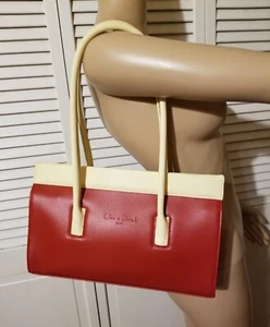 Cleo & Patek Genuine Leather Purse Shoulder Bag Red Ivory Multi Compartment - Picture 1 of 11
