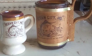 Vintage Souvenir Glazed Mini Mug Ocean City 3.5" Tall,Brown glass mugg - Picture 1 of 12