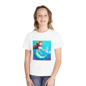 Youth Midweight Mermaid Art T shirt Summer Beach Cute Girls NEW Comfort Colors - Picture 1 of 4