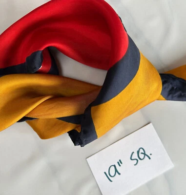 Bufanda cuadrada ECHO Vintage Bloques de colores vintage de 19" pañuelo cuello rojo/dorado/azul marino Foto 1 de 3