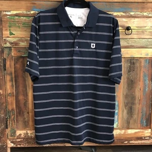 Camisa Polo de Golf Antigua Para Hombres Talla L Atlética Azul Marino Rayas Tenis Aire Libre Preppy - Imagen 1 de 9