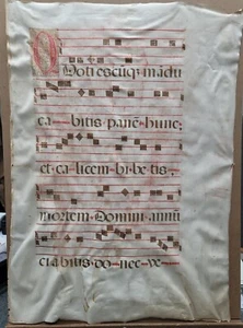 16th Century Antiphonal Music Manuscript on Vellum 31"×22.5" Double sided 1 Page - Picture 1 of 7