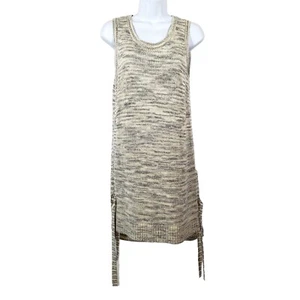 Michael Stars Sleeveless Sweater Tunic Tie Slits Linen Blend Gray Cream Womens M - Picture 1 of 10