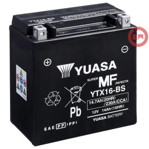 YUASA YTX16-BS 12V 14Ah BATTERY FOR SUZUKI VL INTRUDER 1500 1998 1999 2000 - Picture 1 of 3