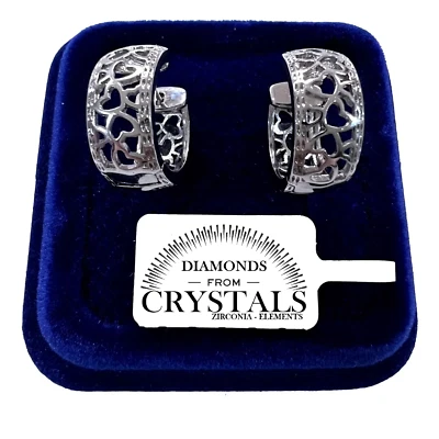 Orecchini Cerchi Grandi Cuore Mesh 19/8 mm pl. oro Bianco 18K  Donna 4/16 - Immagine 1 di 4