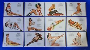 NEW Set of 12 A6 Postcards Reproduction Vintage 1953 Calendar Art Pin Up Girls