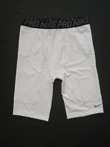Nike Pro Dri-Fit Compression Shorts Mens 3XL White Gray Logo Training Athletic - Picture 1 of 11