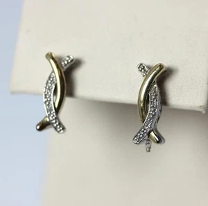 Bellissimi orecchini x diamanti oro 14 carati e argento sterling di AJ 5/8” - #983 - Foto 1 di 7