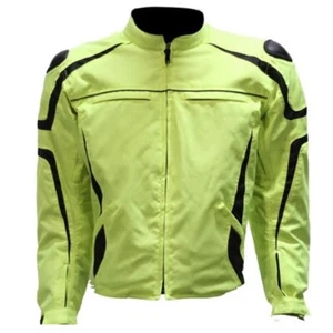 MENS MOTORCYCLE REFLECTIVE NEON JACKET ZIP-OUT LINER - DA25 - Picture 1 of 4
