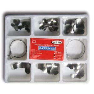 Dental Sectional Contoured Metal Matrices 35 μm 100Pcs/Pack+2 Ring Kit USA - Picture 1 of 7
