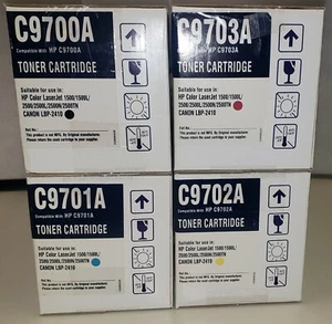 FULL SET  OF TONERS HP C9700A, C9701A, C9702A, 9703A FOR HP 2500, 1500 & CANON - Picture 1 of 4