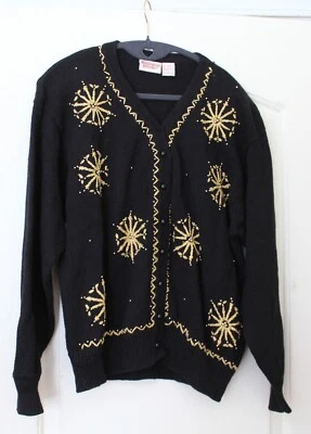 Cárdigan Suéter Vintage Huntington Ridge LS Floral Bordado Cuentas Talla L Foto 1 de 4