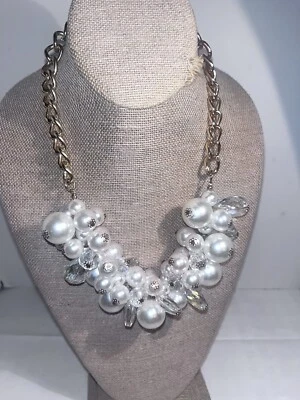 Бахрома цепочка сетки нагрудник ожерелье кластер искусственного жемчуга акриловые кристаллы 21» лот B - Изображение 1 из 4