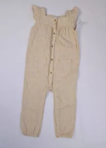 NWT Carters Linen Yellow Striped Jumper Jumpsuit Baby 24 Months - Picture 1 of 13