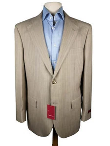 Luigi Bianchi Suit 42R Light Tan Striped 2-button 130's Wool - Picture 1 of 8