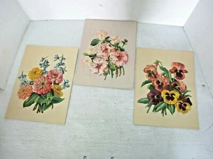 3 E. WITZLEBEN Vintage Floral Blumen Lithographie / gestreifter Hintergrund Louis F. Dow  - Bild 1 von 11
