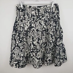 Liz Claiborne Black and White Paisley Floral Circle Skirt Size 10P PETITE - Picture 1 of 4