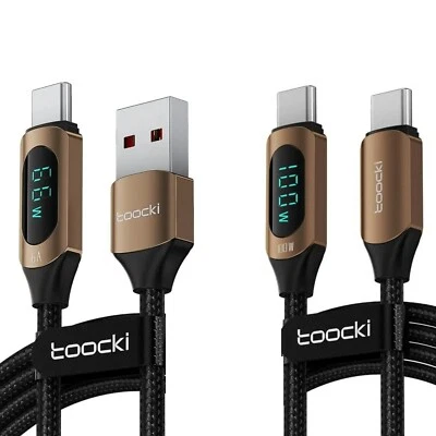 100w Super Fast USB Type-C Charging Cable Phone Charger Braided Lead with Screen - Image 1 of 4